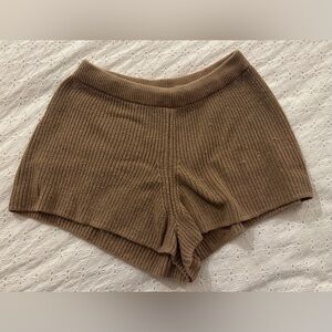 L'Academie High Waist Brown Knit Shorts